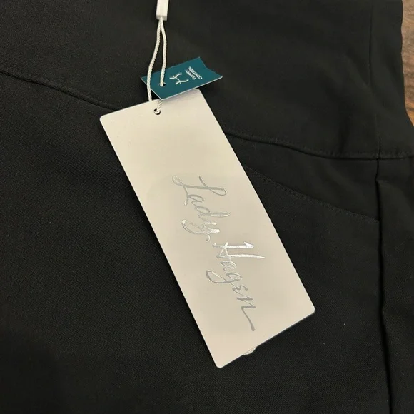 NWT 🍃 Lady Hagen Ladies Black Tummy Control Pull-on Shorts - 7 inch inseam - Picture 4 of 5